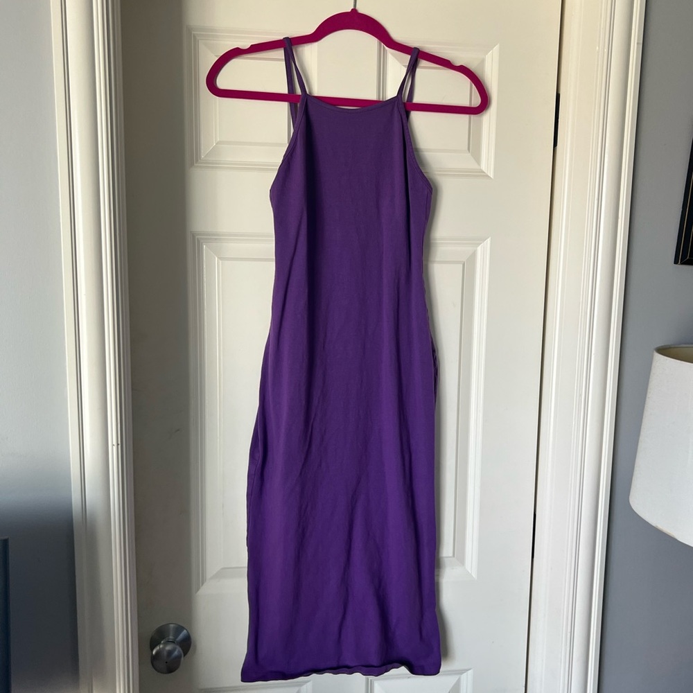 Sleek Backless Purple Midi Dress - Women's